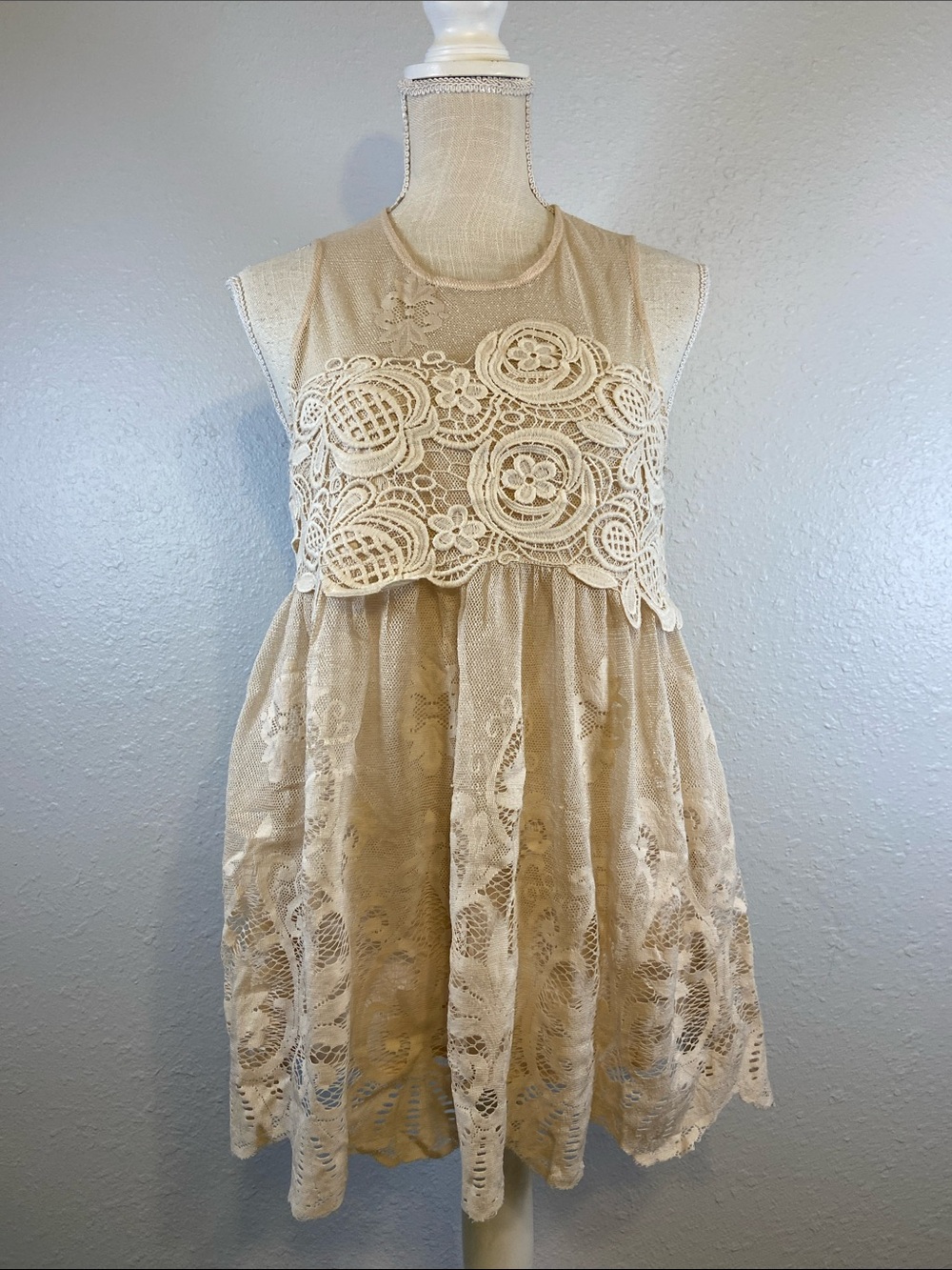 Cottagecore Fairycore Boho Bohemian Lace Babydoll Entro Blouse Size Small